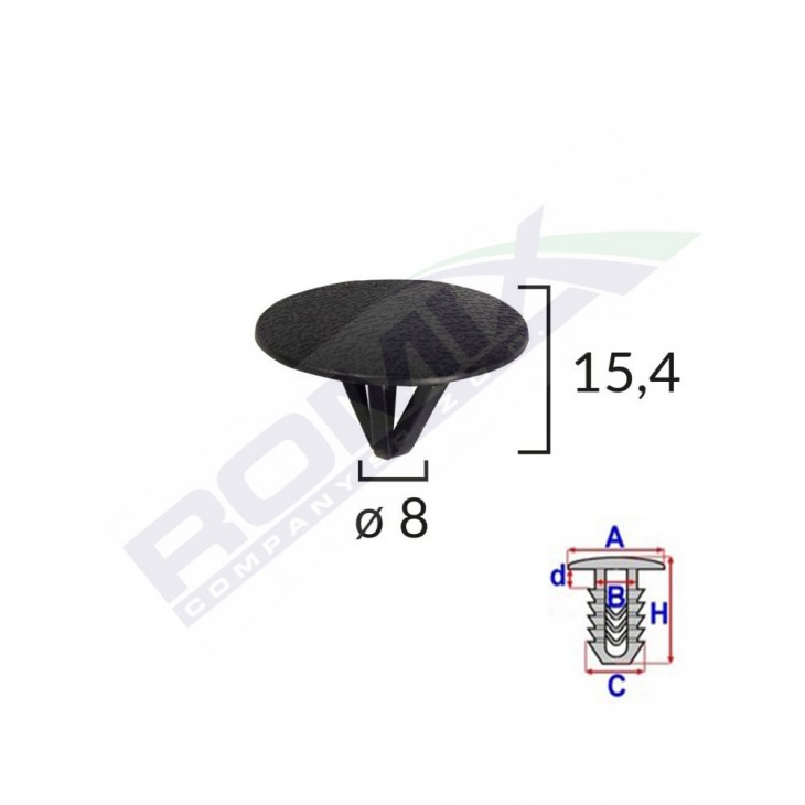 Clips fixare protectie motor pentru hyundai, kia 8x15.4mm negru set 10 buc - C60638 - ROMIX