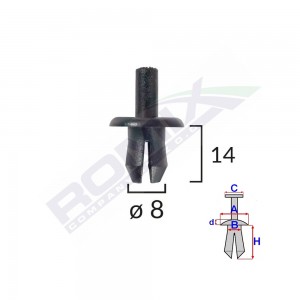Clips fixare volvo 8x14mm - negru set 10 buc