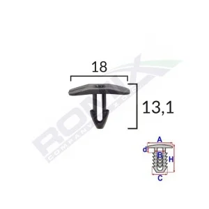 Clips garnitura pentru citroen fiat peugeot 18x13.1mm - negru set 10 buc, ROMIX