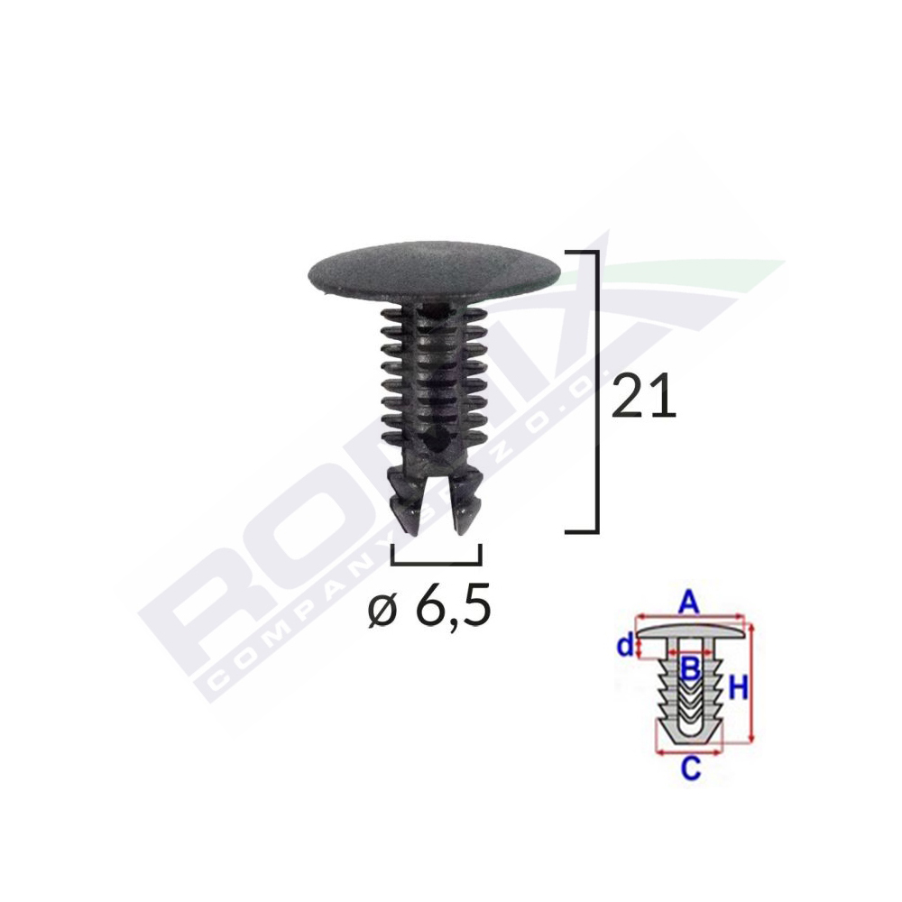 Clips tapiterie pentru citroen/alfa romeo/peugeot - negru set 10 buc - 10147 - ROMIX