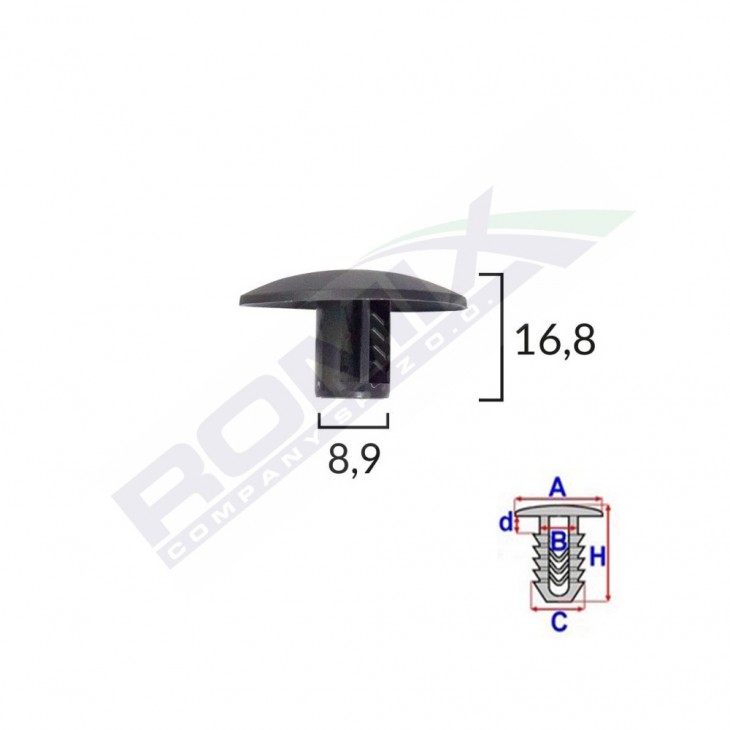 Clips tapiterie pentru citroen/renault - negru set 10 buc - 10556 - ROMIX