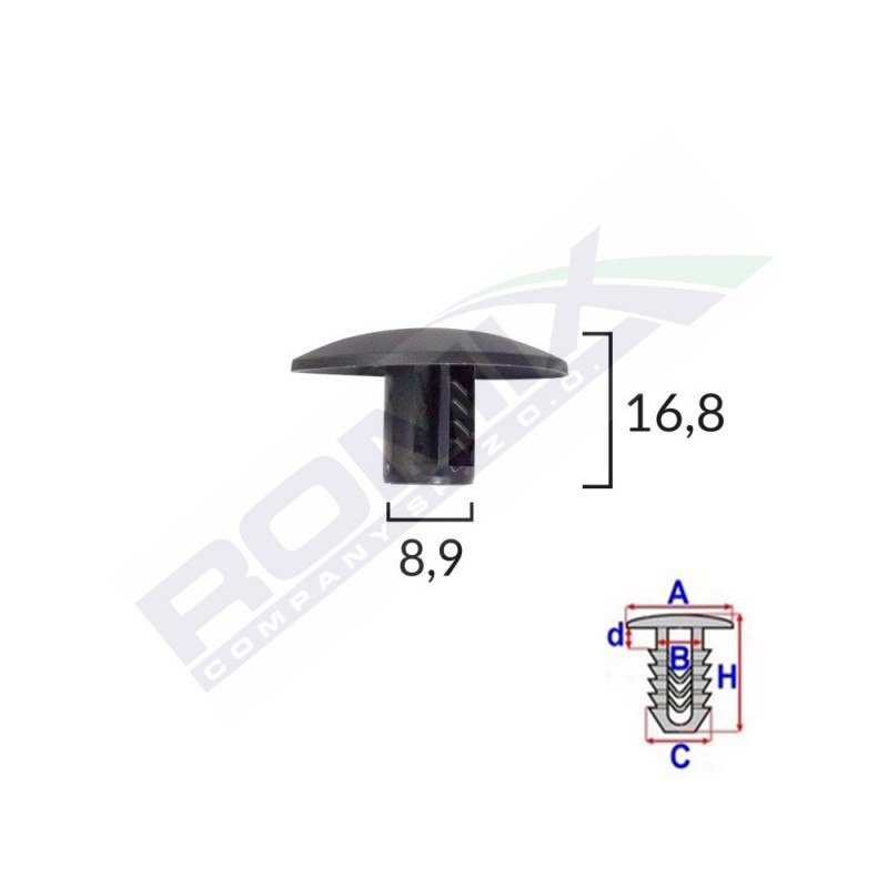 Clips tapiterie pentru citroen/renault - negru set 10 buc - 61526 - ROMIX