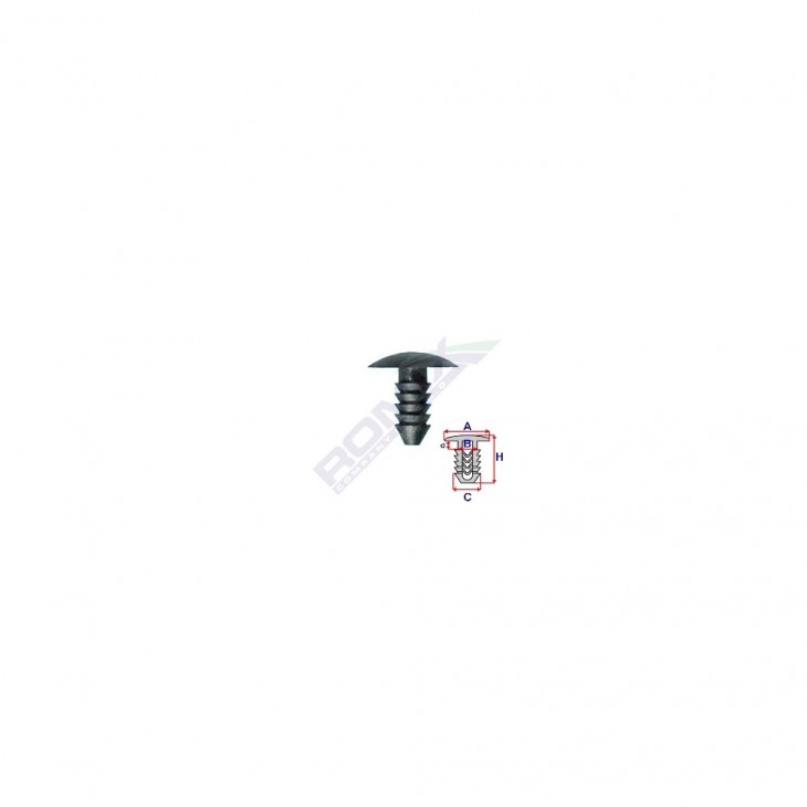 Clips tapiterie pentru fiat/grup vag 7x17.9mm - gri set 10 buc - A12271C - ROMIX