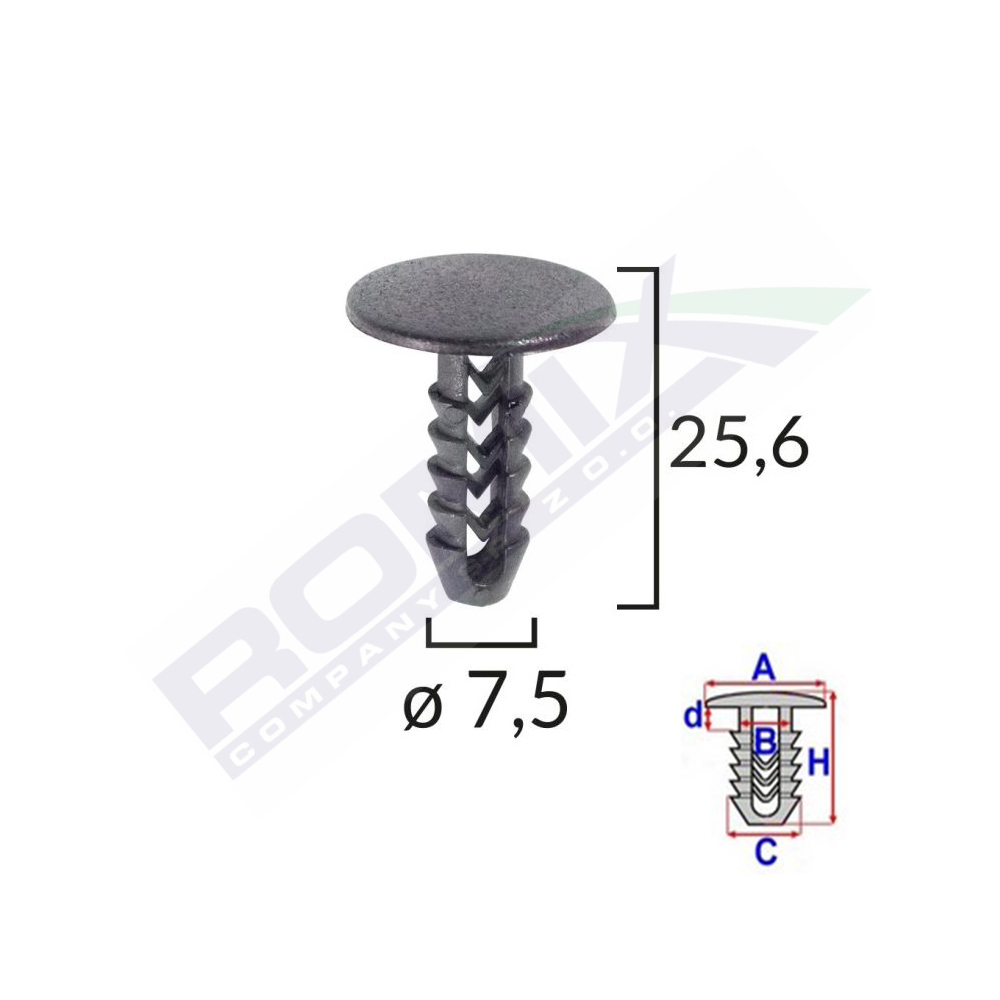 Clips tapiterie pentru fiat/lancia/alfa romeo set 25 buc - 10053 - ROMIX