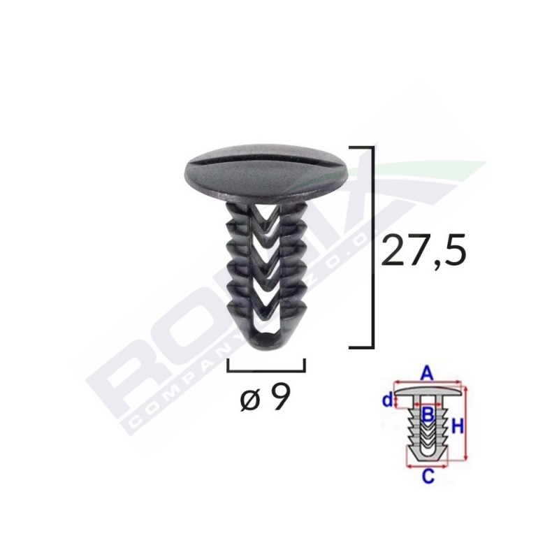 Clips tapiterie pentru fiat set 25 buc - 61499 - ROMIX