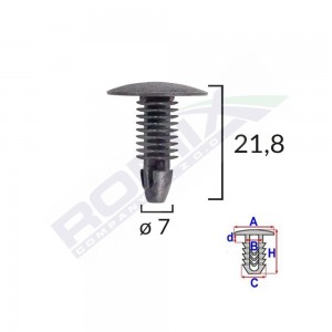Clips tapiterie pentru honda/hyundai/toyota 7x21.8mm - negru set 10 buc