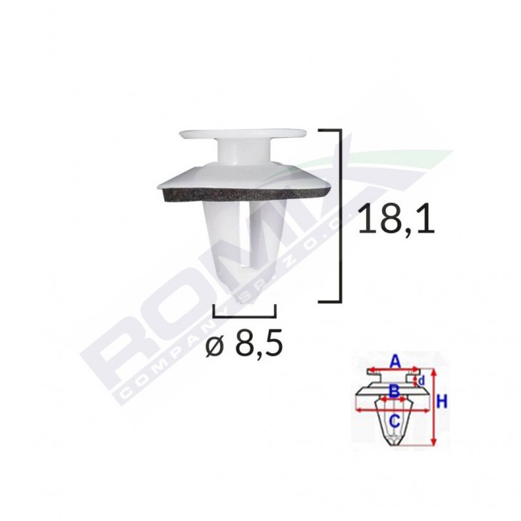 Clips tapiterie pentru mercedes 8.5x18.1mm alb - set 10 buc - C70309 - ROMIX