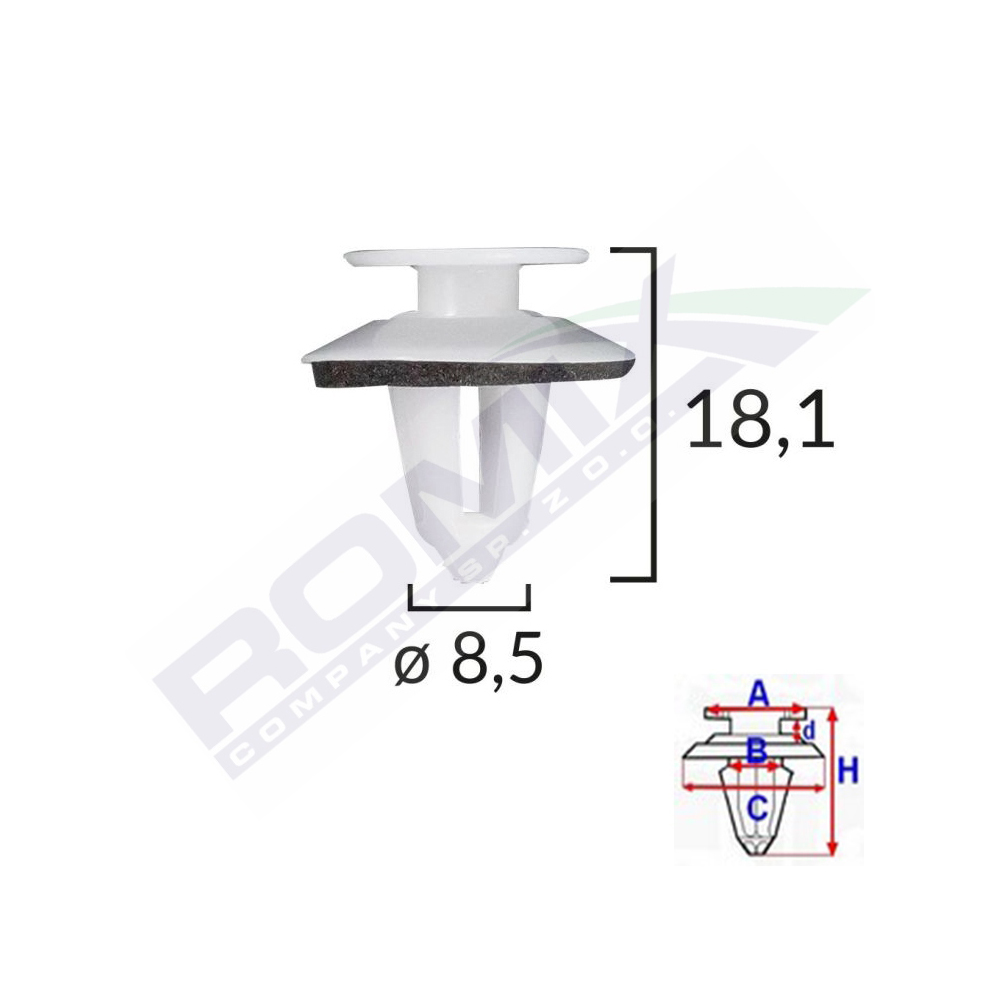 Clips tapiterie pentru mercedes 8.5x18.1mm alb - set 10 buc - C70309 - ROMIX