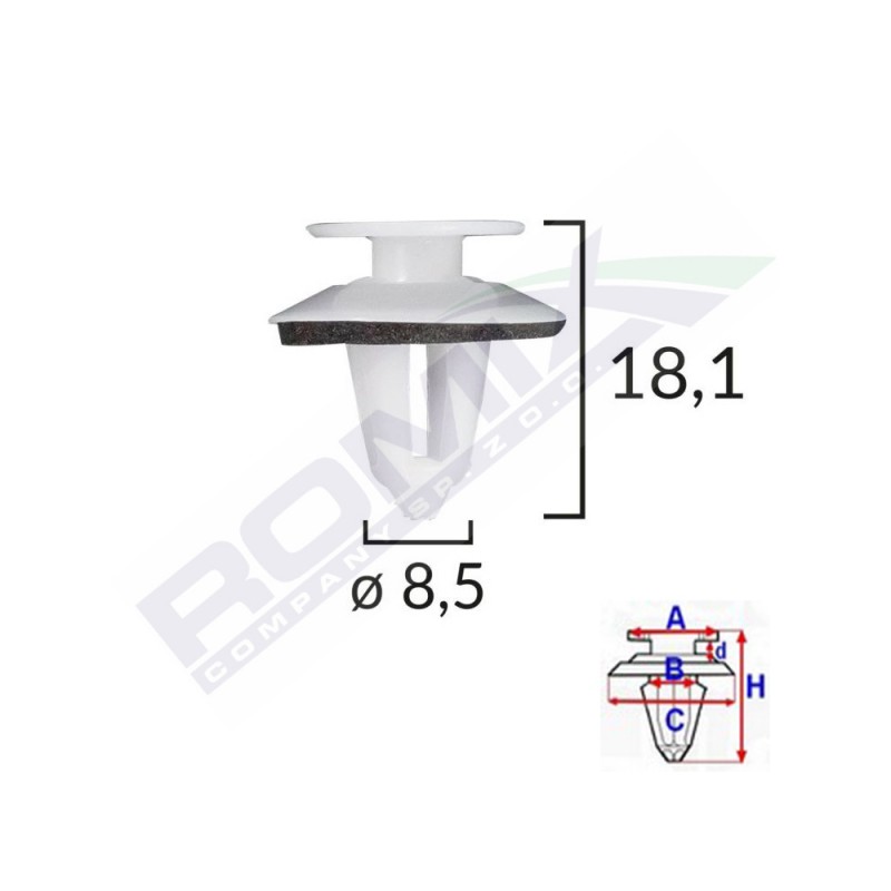 Clips tapiterie pentru mercedes 8.5x18.1mm alb - set 10 buc - 62726 - ROMIX