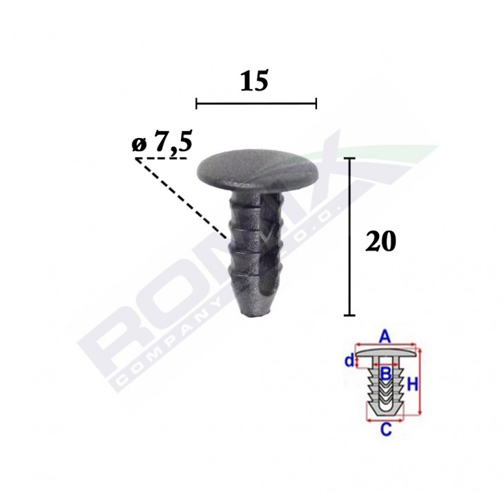 Clips tapiterie pentru pentru fiat/lancia/alfa romeo set 25 buc - 10000 - ROMIX