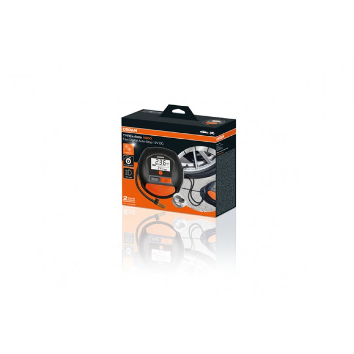 Compresor auto 12v 180 w cu afisaj digital tyreinflate 1000 osram - OTI1000 - ams-OSRAM