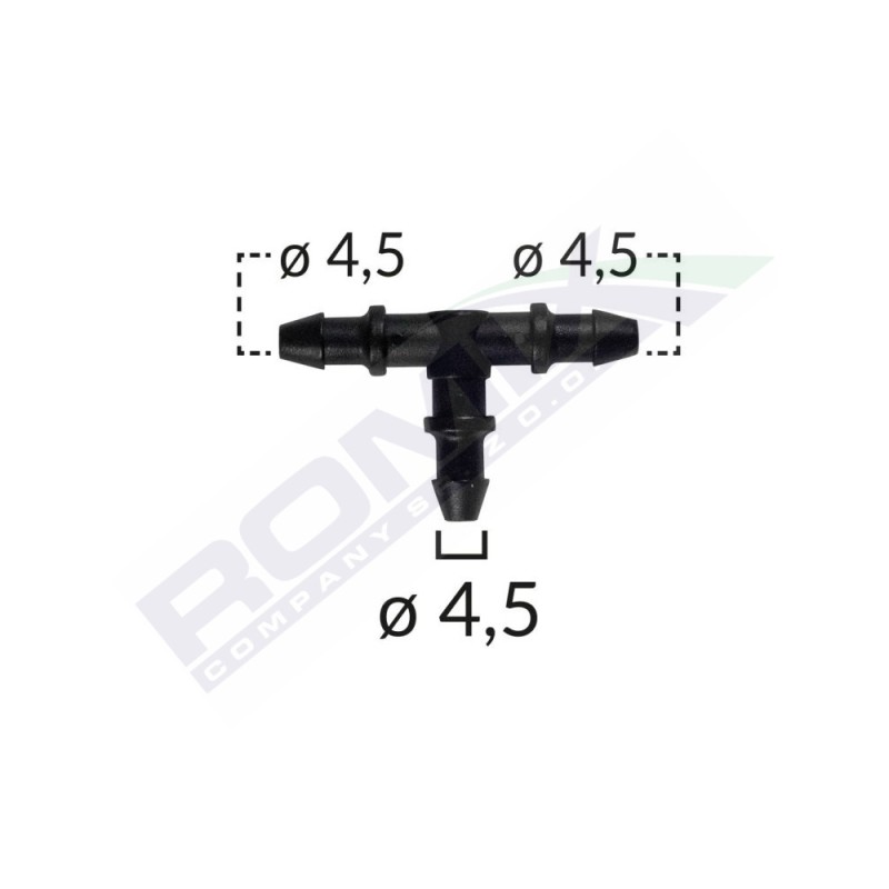 Conector furtun teu universal 4.5mm - negru set 10 buc - 61706 - ROMIX