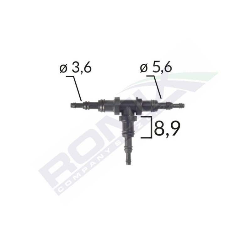 Conector teu furtun conducte universal 3.6 - 5.6 - 8.9mm - negru set 5 buc - 62595 - ROMIX