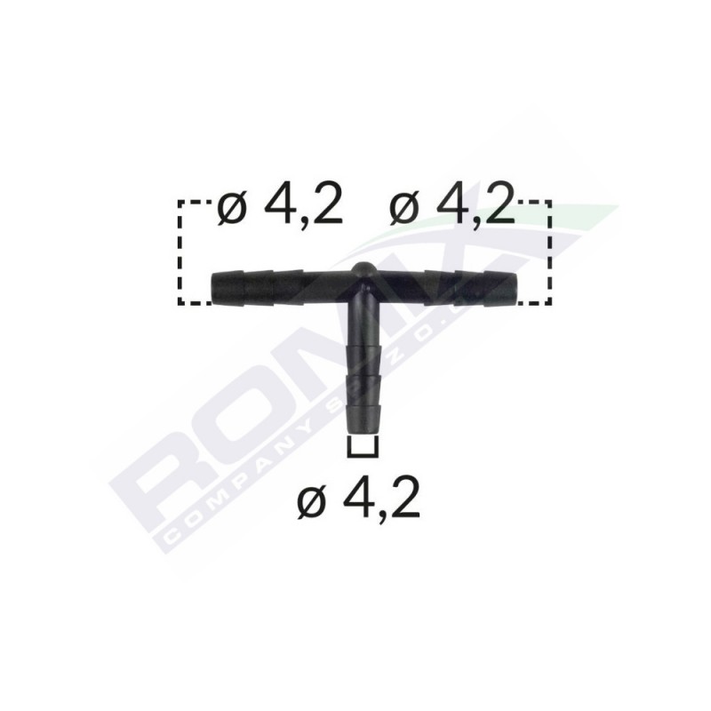 Conector teu furtun conducte universal 4.2mm - negru set 5 buc - 62594 - ROMIX