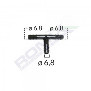 Conector teu furtun conducte universal 6.8mm - negru set 5 buc