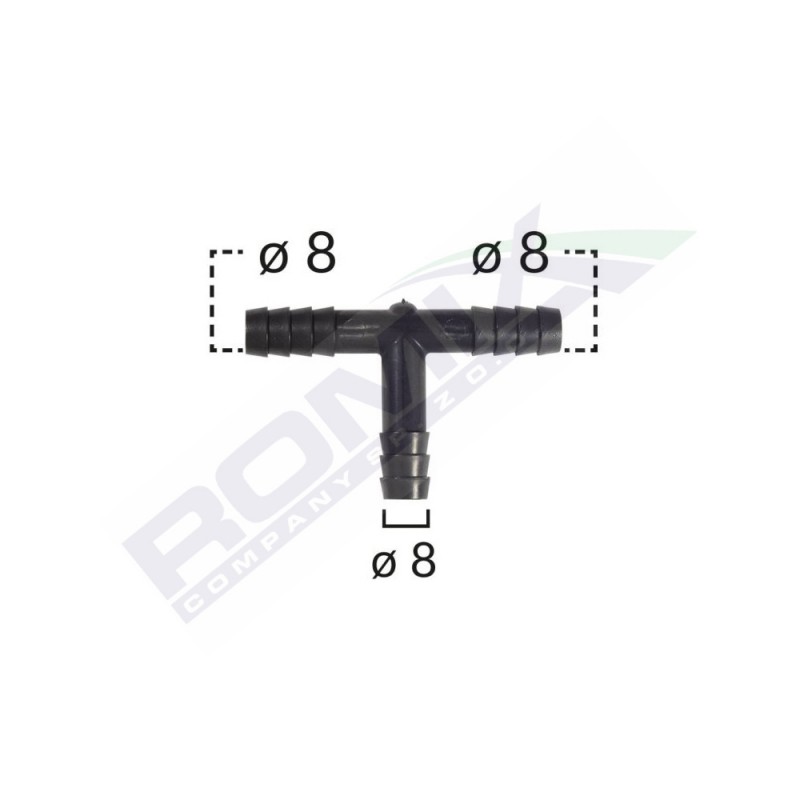 Conector teu furtun conducte universal 8mm - negru set 5 buc - 62628 - ROMIX
