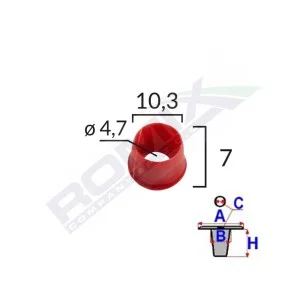 Element fixare elemente exterioare pentru mercedes 10.3x7mm rosu set 100 buc, ROMIX