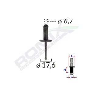 Popnit plastic universal 6.7x17.6mm - negru set 10 buc, ROMIX