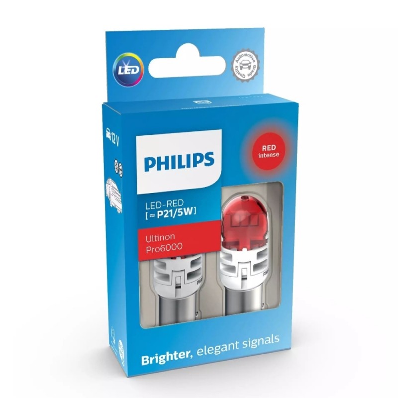 Set 2 becuri auxiliare cu led 12v p21/5w ultinon pro6000si red philips - 40919 - PHILIPS