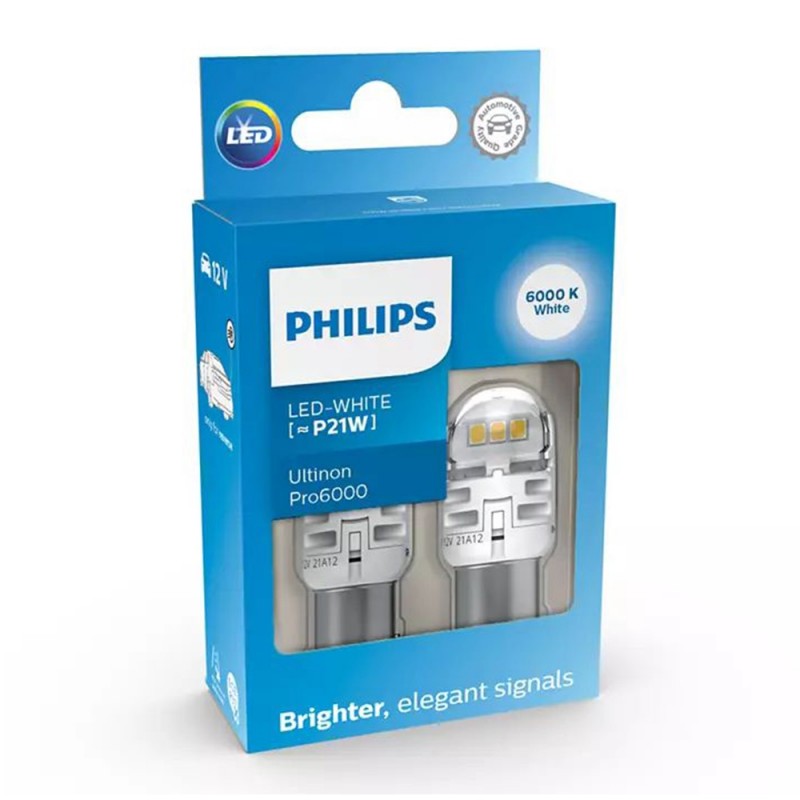 Set 2 becuri auxiliare cu led 12v p21w ultinon pro6000si white philips - 40916 - PHILIPS