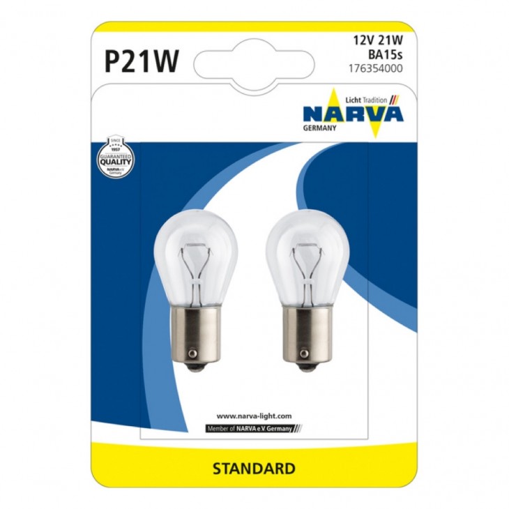 Set 2 becuri p21w 12v ba15s blister narva - 12498NVAB2 - NARVA