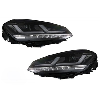 Set 2 faruri led pentru vw golf vii (2012-2016) negru ledriving xenon / pozitie halogen ledhl104-bk osram