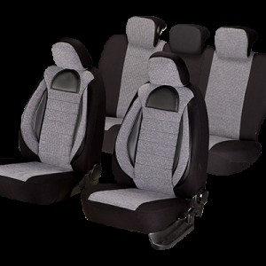 Set huse scaun racing gri - negru