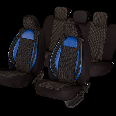 Set huse scaun racing negru - albastru