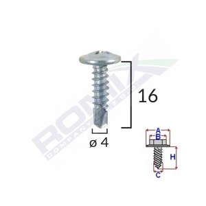 Surub autoforant din zinc 4.2x16 set 100 buc