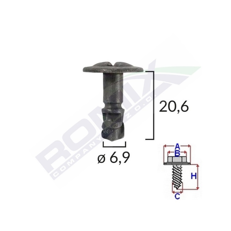 Surub capac motor pentru vw/audi/skoda 6.9x20.6mm - negru set 5 buc - 62116 - ROMIX