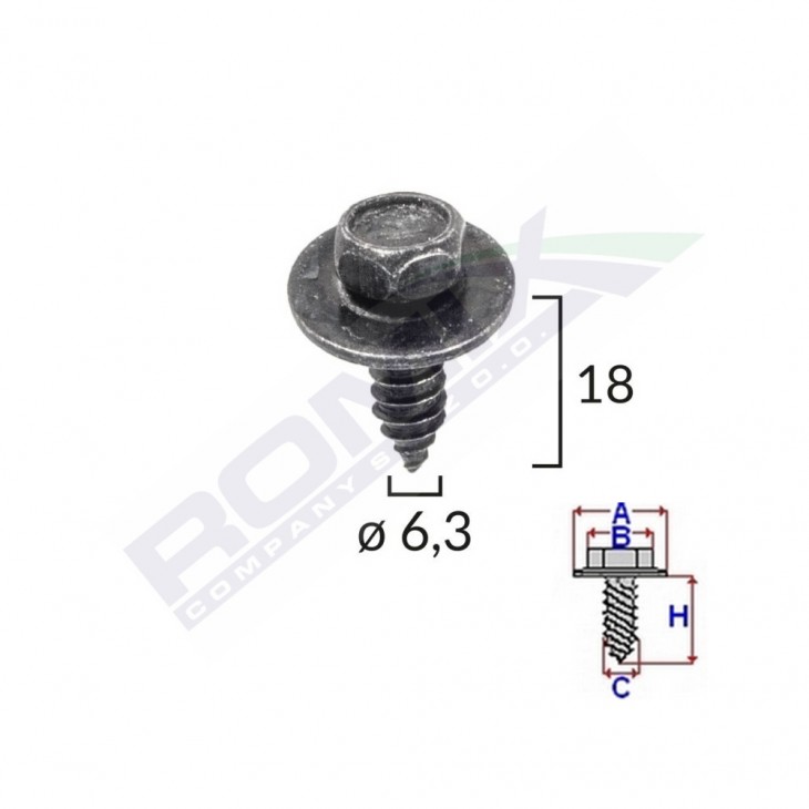 Surub cu cap hexagonal cu diametru 6.2 mm set 10 buc