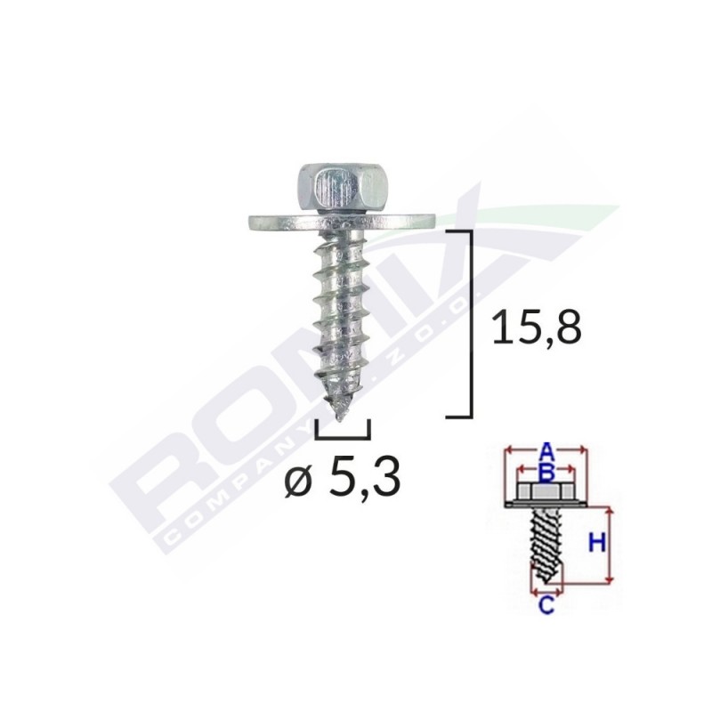 Surub cu saiba ford opel 5.5x19mm set 10 buc - 61679 - ROMIX