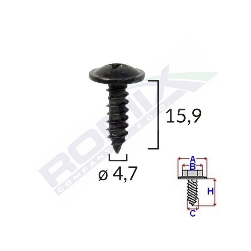Surub fixare alfa romeo. fiat. bmw 4.7x15.9mm - negru set 10buc - 61684 - ROMIX