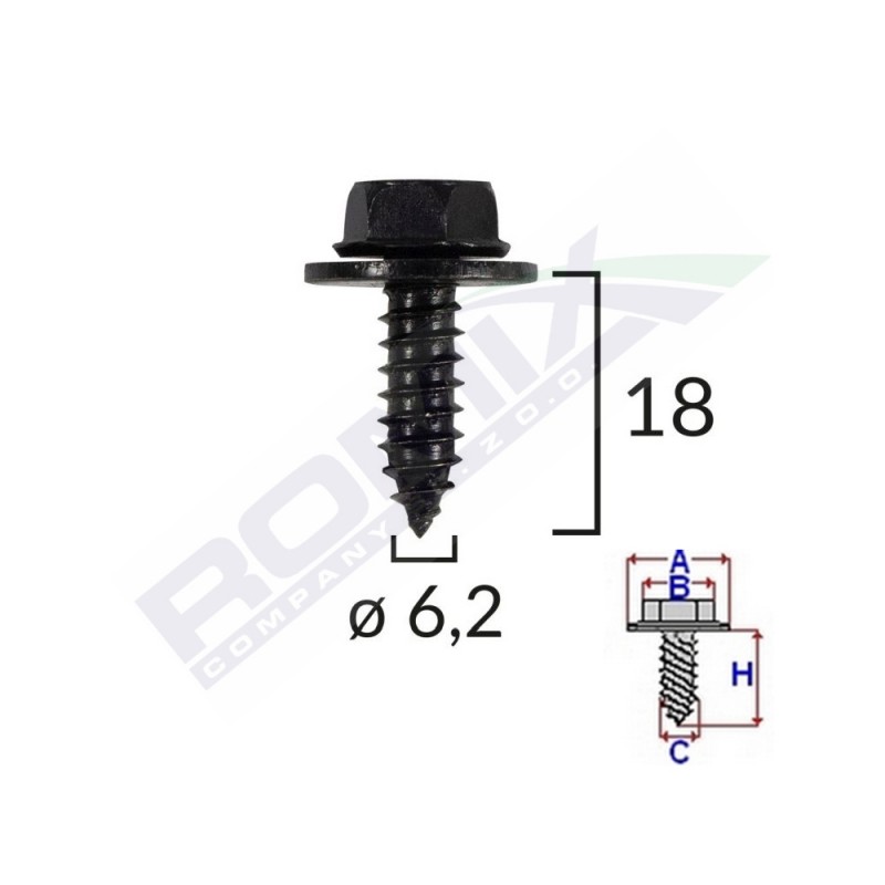Surub fixare elemente exterior pentru toyota 6.2x18mm set 10 buc - 62575 - ROMIX