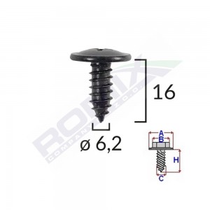 Surub fixare elemente exterior pentru toyota, kia, hyundai 6.2x16mm set 10 buc