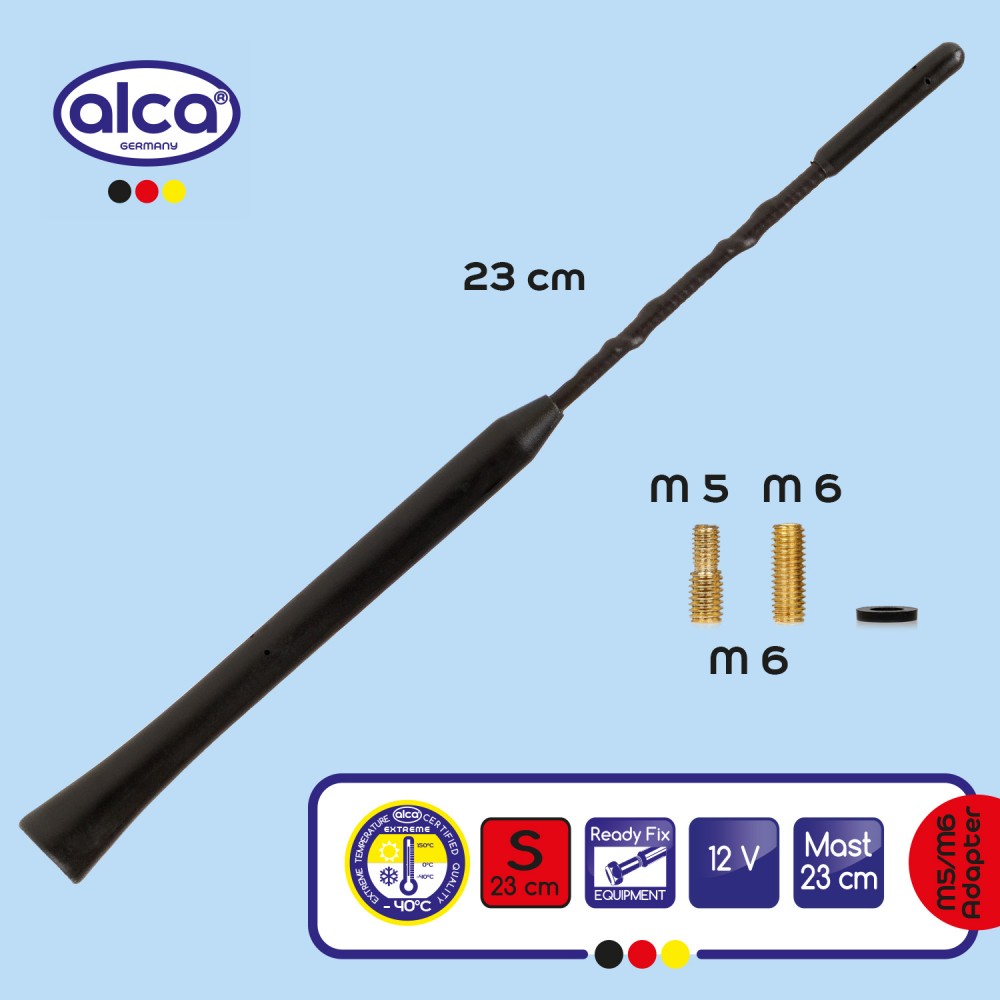 Antena auto exterior neagra 23cm cu 2 adaptoare (5-6mm) - 537200 - ALCA