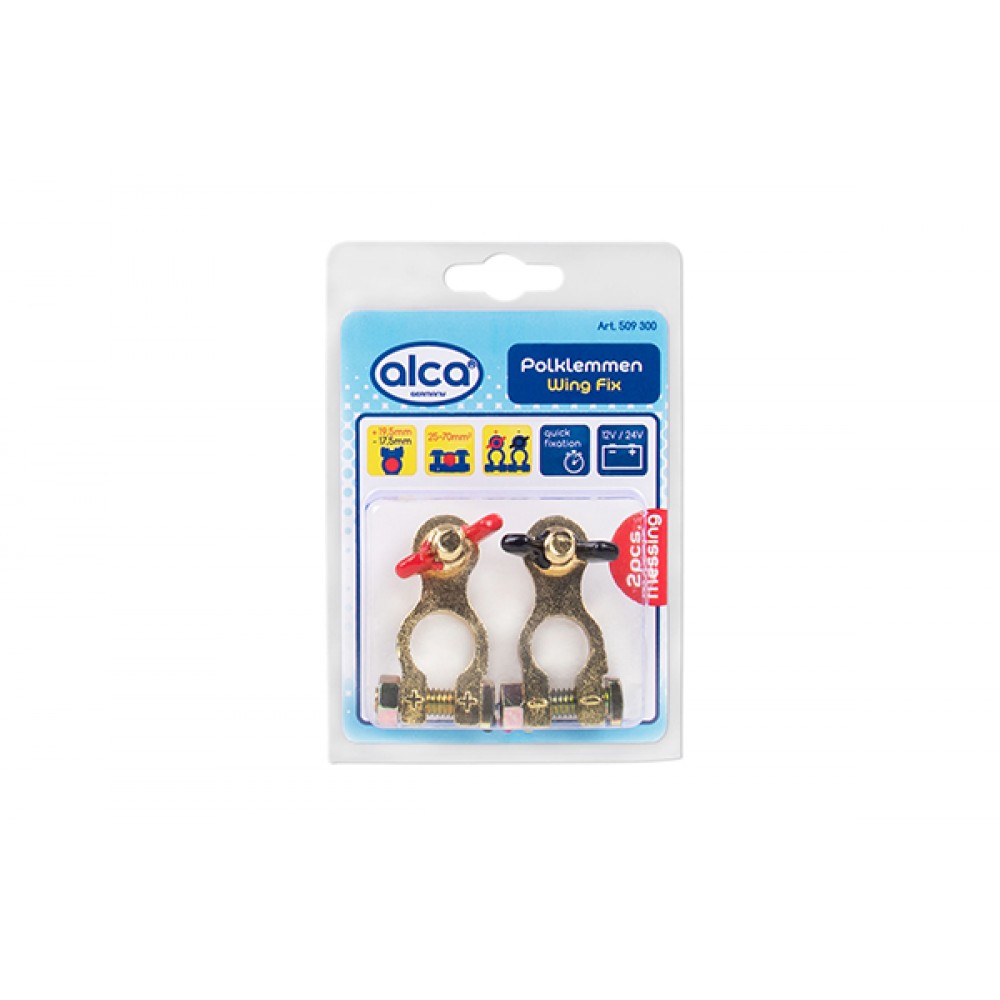 Set 2 borne baterie rosu si negru - 509300 - ALCA