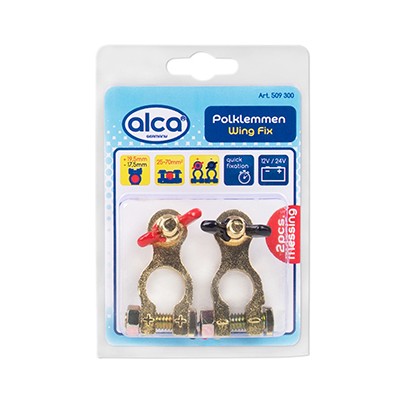 Set 2 borne baterie rosu si negru - 05229 - ALCA