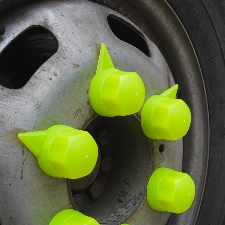 Set 10 bucati capac plastic pentru prezon roata cu indicator 32 mm neon galben 41 mm - NN32 Z/Y/NEON WS - MEGA DRIVE