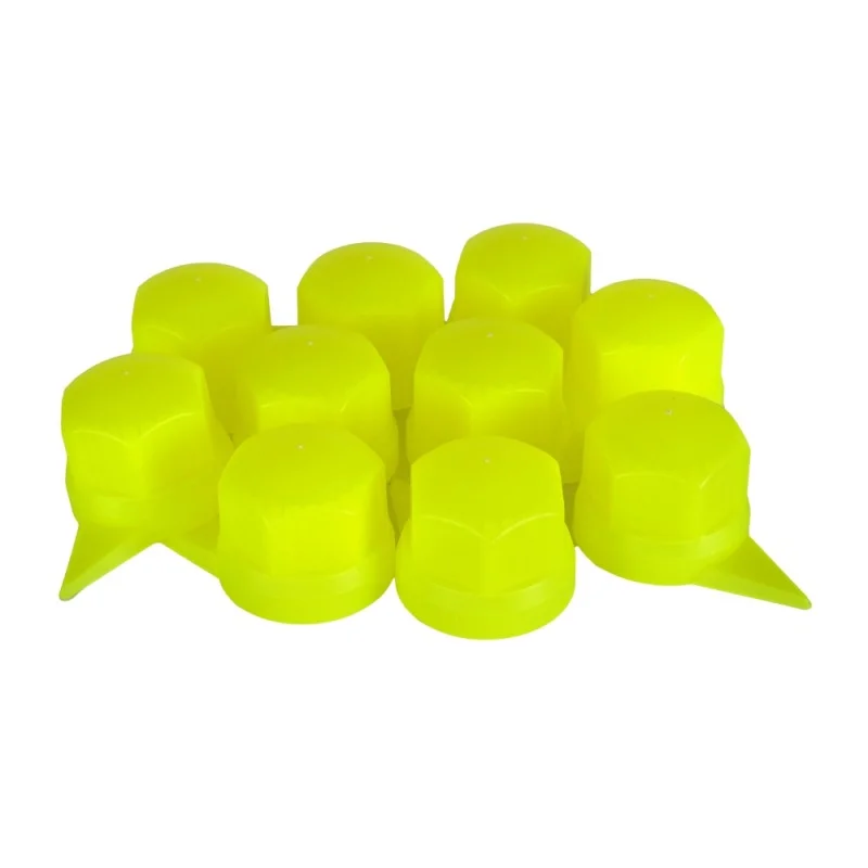 Set 10 bucati capac plastic pentru prezon roata cu indicator 33 mm neon galben 41 mm, MEGA DRIVE