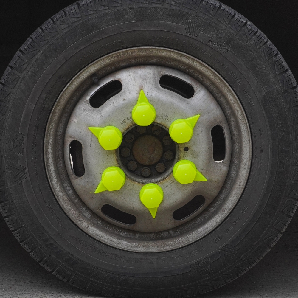 Set 10 bucati capac plastic pentru prezon roata cu indicator 33 mm neon galben 54.5 mm - NW33 Z/Y/NEON WS - MEGA DRIVE