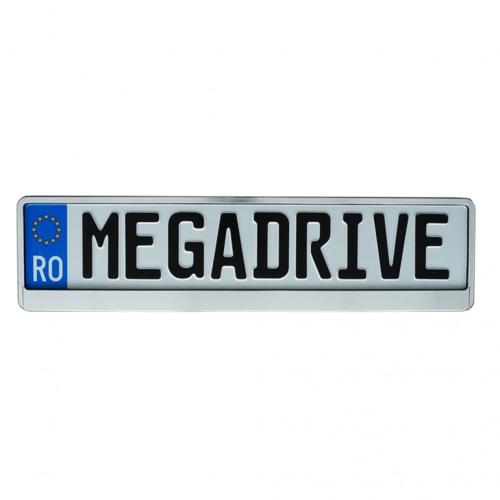 Suport numar inmatriculare mega drive chrome brush 1 buc - R17HPB - MEGA DRIVE