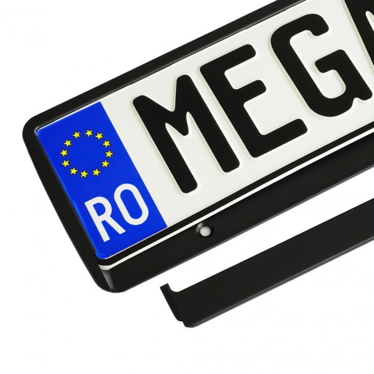 Suport numar inmatriculare mega drive metalizat negru 1 buc - R15MBLT - MEGA DRIVE