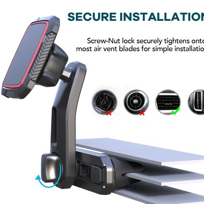 Suport telefon magnetic auto cu fixare in grila de ventilatie si brat reglabil