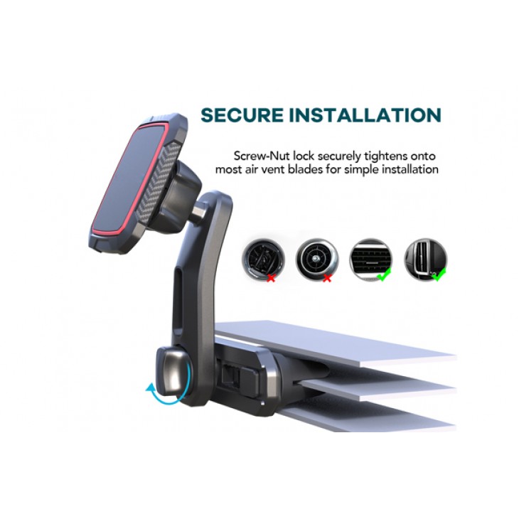 Suport telefon magnetic auto cu fixare in grila de ventilatie si brat reglabil - 02812 - MEGA DRIVE
