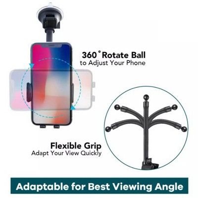 Suport telefon magnetic auto cu fixare pe parbriz cu ventuza