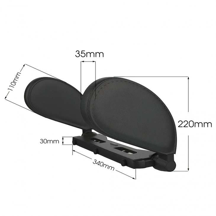 Suport tetiera auto reglabil-piele ecologica neagra - 20015 - MEGA DRIVE