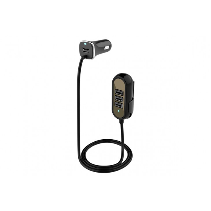 Incarcator auto 4xusb 5.8a (2.4a fata si 3.4a spate) cu extensie 1.4m - 02783 - MEGA DRIVE