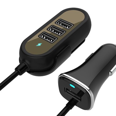 Incarcator auto 4xusb 5.8a (2.4a fata si 3.4a spate) cu extensie 1.4m - 02783 - MEGA DRIVE