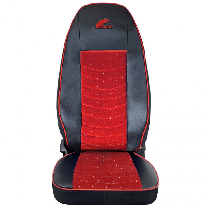 Set huse scaun truck umbrella pentru scania seria r 2006-2020 piele ecologica neagra + velvet rosu - 45097 - UMBRELLA